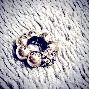 Polished & Pavé Bead Spacer Charm, Silver